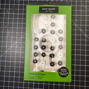 NEW‎ Kate Spade New York iPhone 16 Daisy MagSafe Protective Case Black White